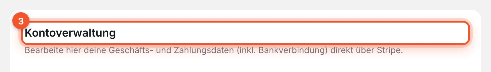 Einstellungen, Reiter Allgemein: die Karte „Kontoverwaltung“ – hier änderst du die Bankverbindung